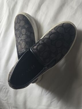 Coach Gray Logo Slip-On Sneakers